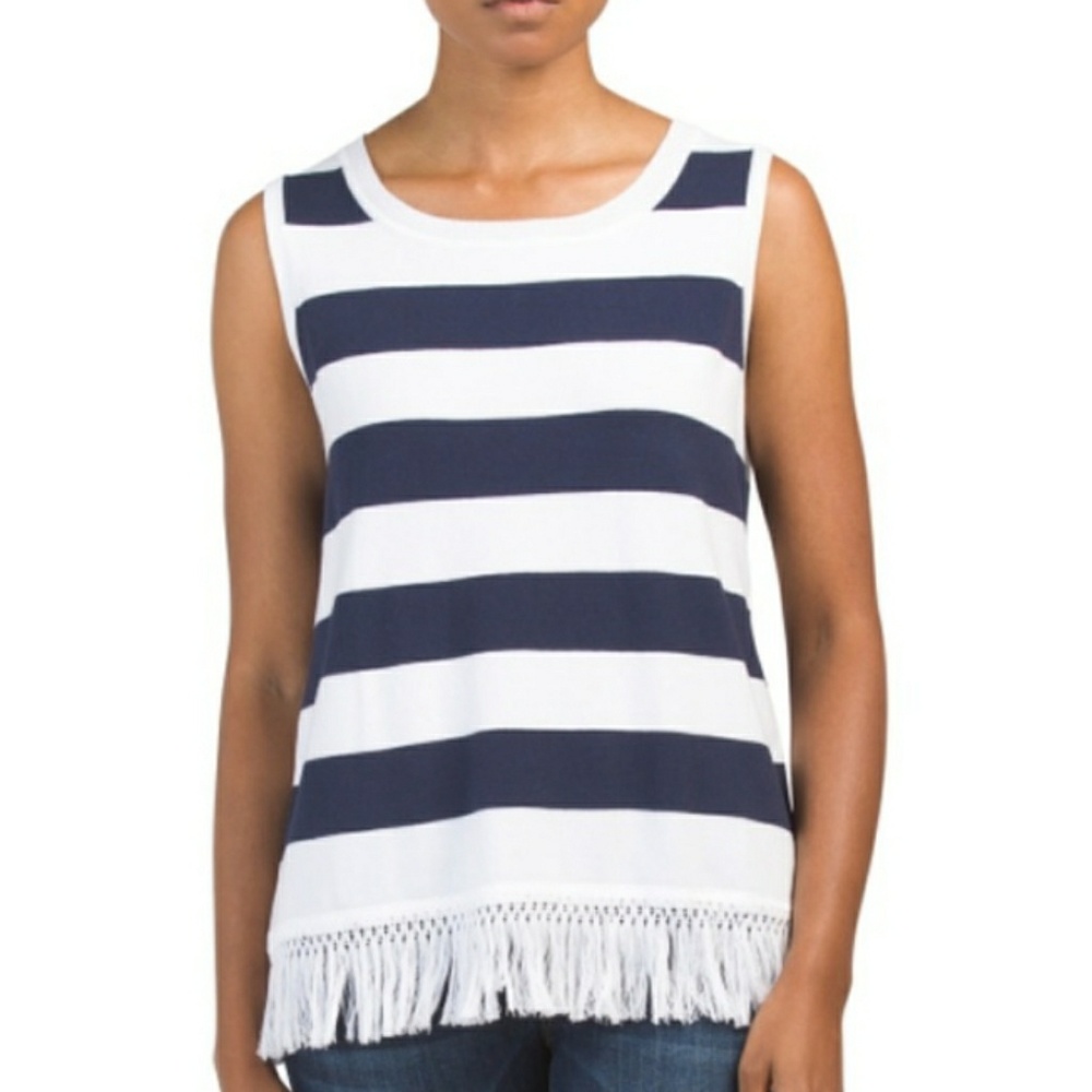 Sail to Sable fringe hem sleeveless top NWT